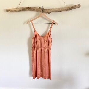 J. Crew Silk Blend Slip Dress Coral Orange V Neck Adjustable Straps Size 4